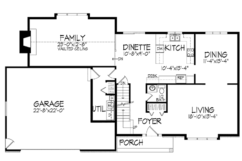 Architectural House Design - Floor Plan - Main Floor for Tudor House Plan #51-835 - 4 bed, 2.5 bath