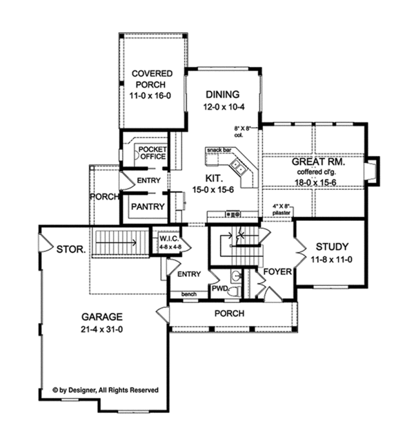 Home Plan - Traditional Floor Plan - Main Floor Plan #1010-136