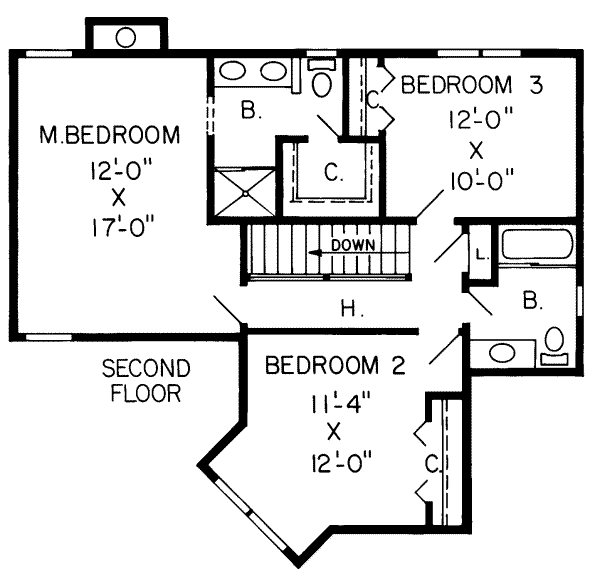 Traditional Floor Plan - Upper Floor Plan #312-535