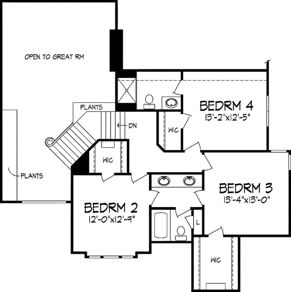 Architectural House Design - Traditional Floor Plan - Upper Floor Plan #320-930
