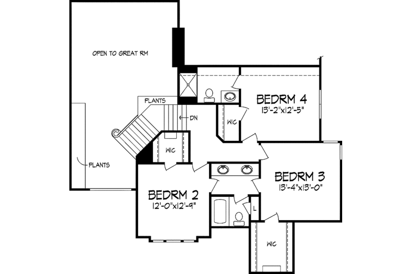 Dream House Plan - Floor Plan - Upper Floor for Traditional House Plan #320-930 - 4 bed, 3.5 bath