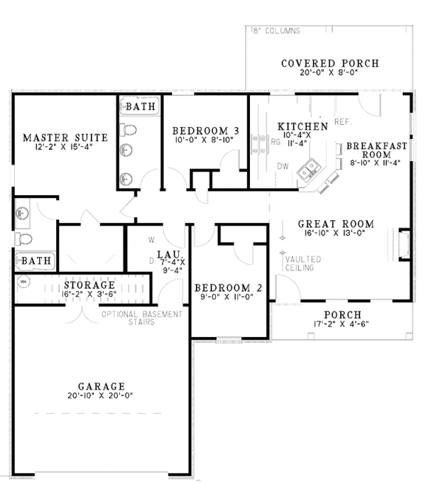 Architectural House Design - Country Floor Plan - Main Floor Plan #17-3169