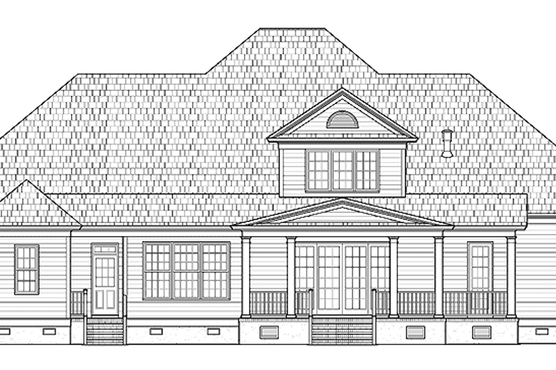 Dream House Plan - Exterior - Rear Elevation for Southern House Plan #1054-13 - 4 bed, 3 bath