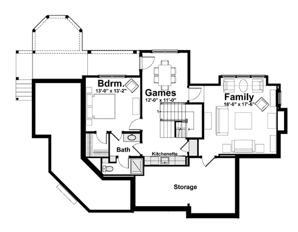 Dream House Plan - Craftsman Floor Plan - Lower Floor Plan #928-219