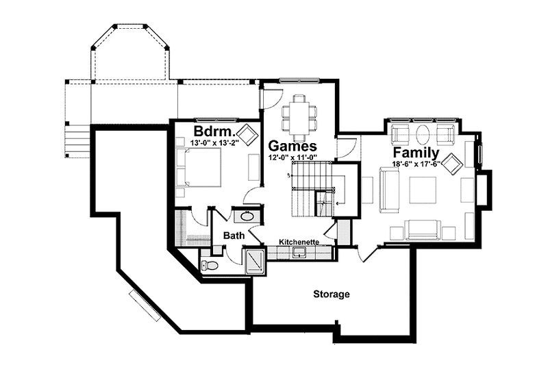 Home Plan - Floor Plan - Lower Floor for Craftsman House Plan #928-219 - 3 bed, 3 bath
