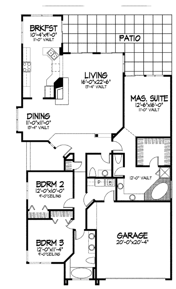 Architectural House Design - Mediterranean Floor Plan - Main Floor Plan #320-736