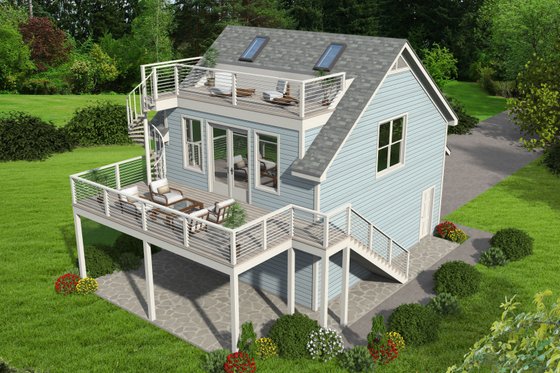 Exterior - Rear Elevation for Cottage House Plan #932-241, 0.5 bath