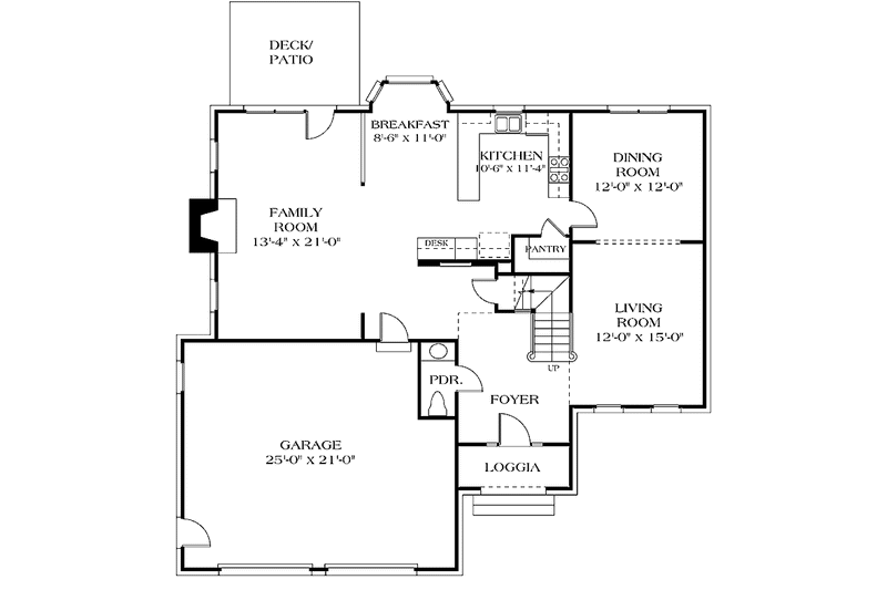House Blueprint - Floor Plan - Main Floor for Traditional House Plan #453-487 - 3 bed, 2.5 bath