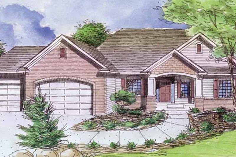 House Blueprint - Exterior - Front Elevation 3 for Prairie House Plan #320-995 - 3 bed, 2.5 bath