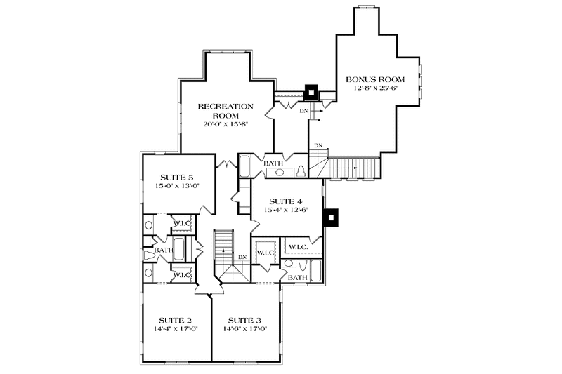 Dream House Plan - Floor Plan - Upper Floor for Country House Plan #453-252 - 5 bed, 4.5 bath