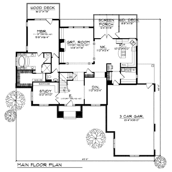 Architectural House Design - European Floor Plan - Main Floor Plan #70-465