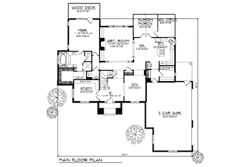 Dream House Plan - Floor Plan - Main Floor for European House Plan #70-465 - 4 bed, 3.5 bath