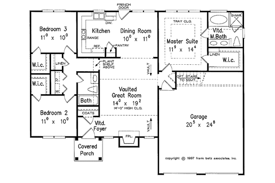 Floor Plan - Main Floor for Ranch House Plan #927-342 - 3 bed, 2 bath