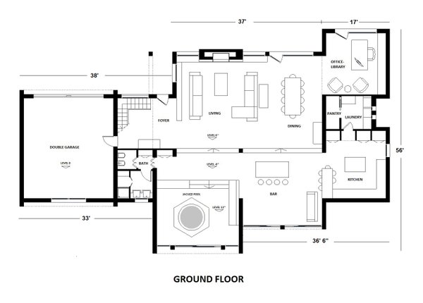 Dream House Plan - Modern Floor Plan - Main Floor Plan #542-1