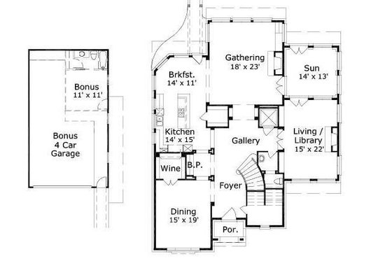 Floor Plan - Main Floor for Traditional House Plan #411-389 - 4 bed, 3.5 bath