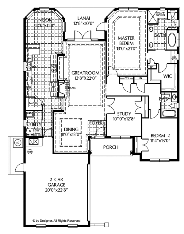 Architectural House Design - Colonial Floor Plan - Main Floor Plan #999-169