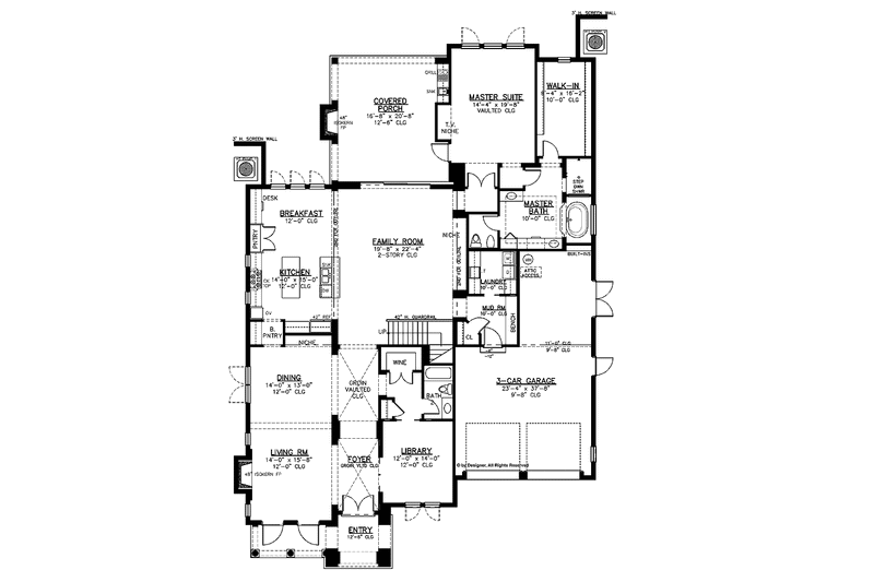 Home Plan - Floor Plan - Main Floor for Mediterranean House Plan #1019-3 - 4 bed, 4 bath