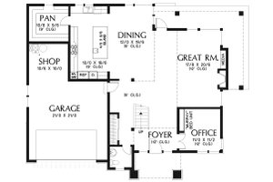 Floor Plan - Main Floor for Modern House Plan #48-938 - 3 bed, 2.5 bath