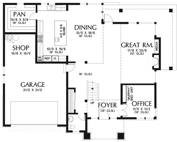 Home Plan - Modern Floor Plan - Main Floor Plan #48-938