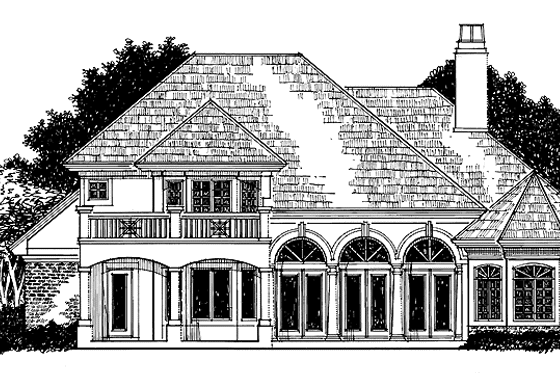 Exterior - Rear Elevation for Traditional House Plan #930-43 - 3 bed, 3 bath