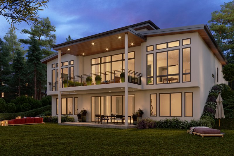 House Blueprint - Exterior - Rear Elevation for Contemporary House Plan #1066-194 - 3 bed, 4.5 bath