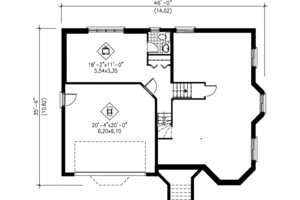 Floor Plan - Lower Floor for European House Plan #25-364 - 3 bed, 2 bath