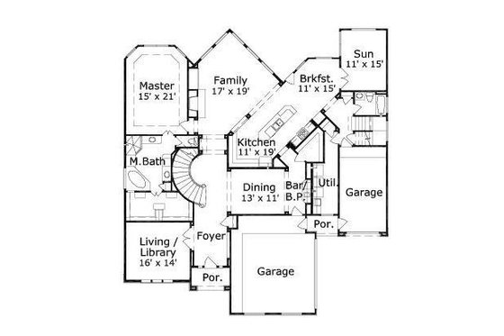 Floor Plan - Main Floor for European House Plan #411-519 - 5 bed, 4 bath