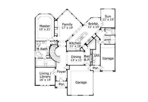 Floor Plan - Main Floor for European House Plan #411-519 - 5 bed, 4 bath