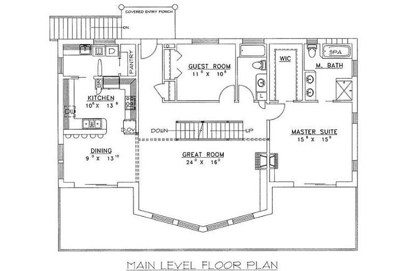 Dream House Plan - Floor Plan - Main Floor for Bungalow House Plan #117-511 - 2 bed, 3 bath