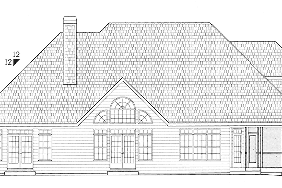 Exterior - Rear Elevation for European House Plan #437-65 - 3 bed, 2.5 bath