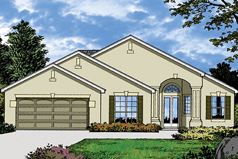 Dream House Plan - Exterior - Front Elevation 3 for Mediterranean House Plan #417-829 - 4 bed, 2 bath