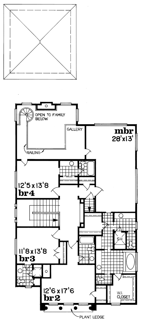 House Blueprint - Mediterranean Floor Plan - Upper Floor Plan #47-1050