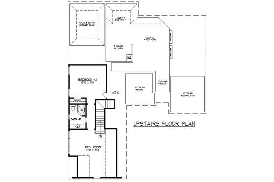 Floor Plan - Upper Floor for European House Plan #424-2 - 4 bed, 3.5 bath