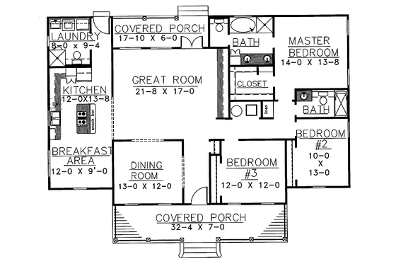 Floor Plan - Main Floor for Country House Plan #44-201 - 3 bed, 3 bath