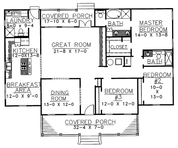 Home Plan - Country Floor Plan - Main Floor Plan #44-201