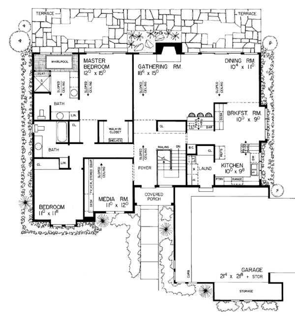 House Blueprint - Tudor Floor Plan - Main Floor Plan #72-787
