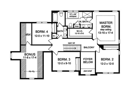 Floor Plan - Upper Floor for Traditional House Plan #1010-129 - 4 bed, 2.5 bath