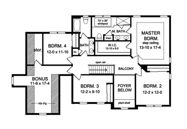 Traditional Floor Plan - Upper Floor Plan #1010-129