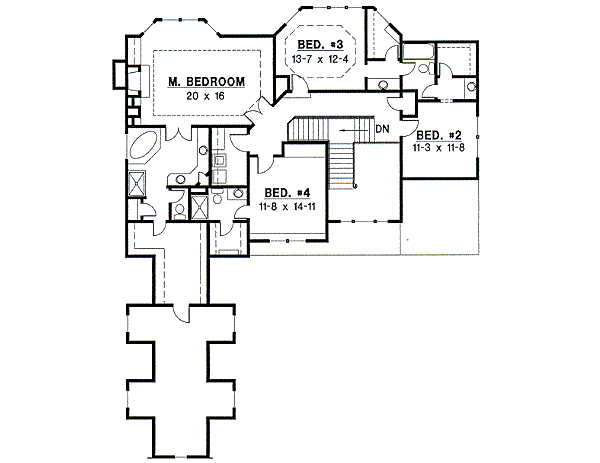 Traditional Floor Plan - Upper Floor Plan #67-587