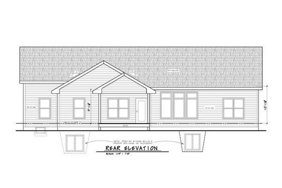 Exterior - Rear Elevation for Farmhouse House Plan #20-2541 - 3 bed, 2 bath