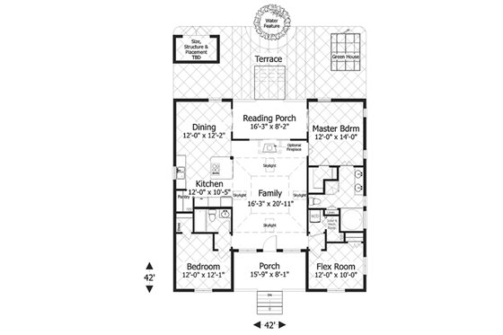 Floor Plan - Main Floor for Bungalow House Plan #56-619 - 3 bed, 2 bath