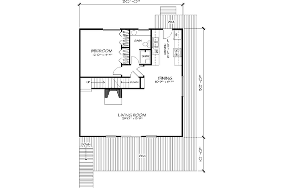 Floor Plan - Main Floor for Cottage House Plan #320-412 - 3 bed, 2 bath