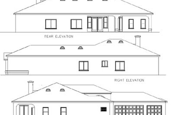 Exterior - Rear Elevation for Mediterranean House Plan #1-801 - 4 bed, 3.5 bath