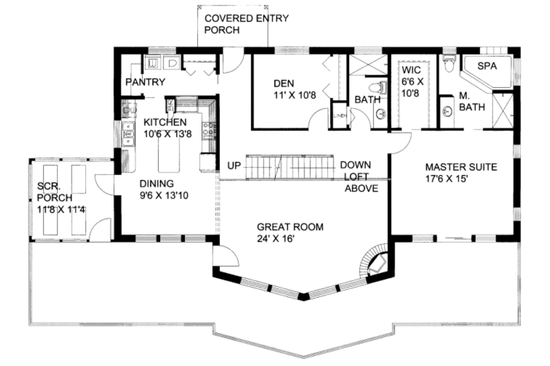 Architectural House Design - Floor Plan - Main Floor for Craftsman House Plan #117-650 - 3 bed, 3 bath