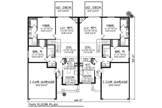 Floor Plan - Main Floor for Traditional House Plan #70-892 - 2 bed, 2 bath