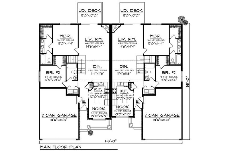 Home Plan - Floor Plan - Main Floor for Traditional House Plan #70-892 - 2 bed, 2 bath
