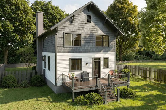 Exterior - Rear Elevation for Craftsman House Plan #79-306 - 3 bed, 2.5 bath