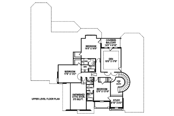Floor Plan - Upper Floor for European House Plan #141-292 - 5 bed, 4.5 bath