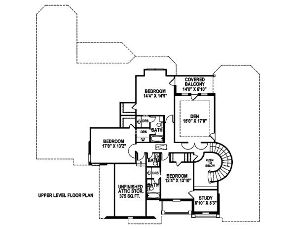 European Floor Plan - Upper Floor Plan #141-292