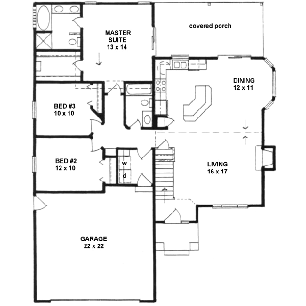 Home Plan - Craftsman Floor Plan - Main Floor Plan #58-175